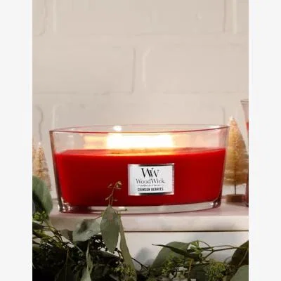 Marks & Spencer Woodwick Crimson Berries Ellipse Scented Candle with Crackle Wick - Red, Red