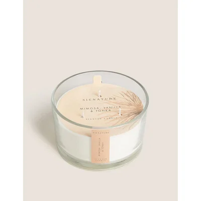 Marks & Spencer Signature Mimosa, Vanilla & Tonka 3 Wick Candle - Orange Mix, Orange Mix