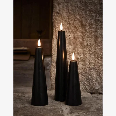 Marks & Spencer Lights4Fun Set of 3 TruGlow&reg; Cone Pillar LED Candles - Black, Black