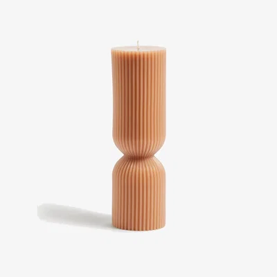 Marks & Spencer M&S Tall Ridged Pillar Candle - Brown, Brown