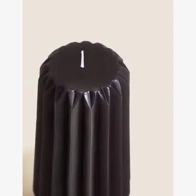 Marks & Spencer M&S Ridged Unscented Pillar Candle - Black, Black