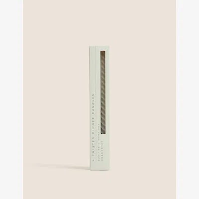 Marks & Spencer M&S Set of 4 Twisted Dinner Candles - Sage Green, Sage Green,Red,Grey,White