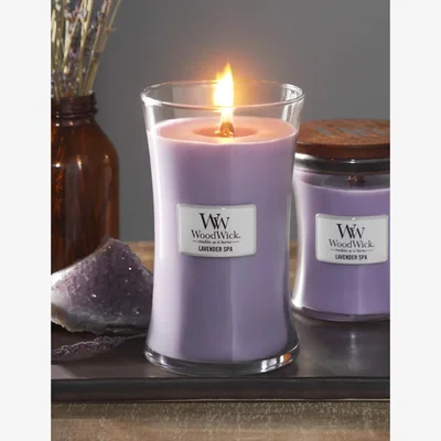 Marks & Spencer Woodwick Lavender Spa Hourglass Candle with Crackle Wick, Lavender