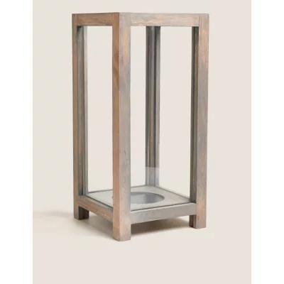 Marks & Spencer M&S Wooden Large Hurricane Lantern - Natural, Natural