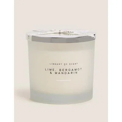 Marks & Spencer M&S Library Of Scent Lime, Bergamot & Mandarin 3 Wick Candle - White Mix, White Mix