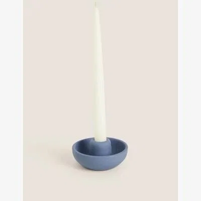 Marks & Spencer M&S Ceramic Dinner Candle Holder - Blue, Blue