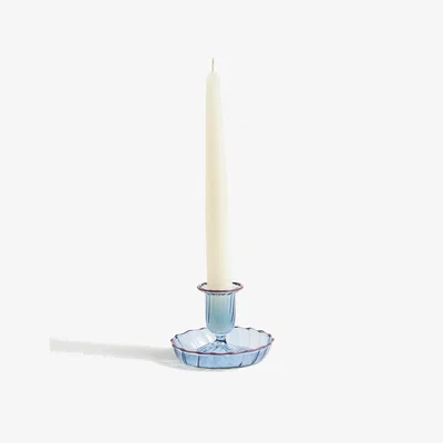 Marks & Spencer M&S Glass Dinner Candle Holder - Blue, Blue