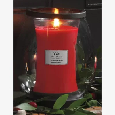 Marks & Spencer Woodwick Crimson Berries Hourglass Candle with Crackle Wick - Red, Red