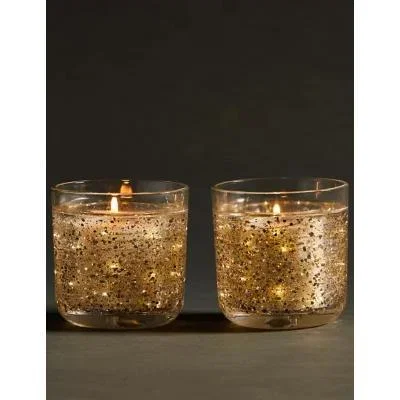 Marks & Spencer M&S Set of 2 Citronella Medium Light Up Candles - Silver, Silver