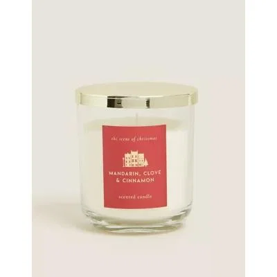 Marks & Spencer M&S Mandarin, Clove & Cinnamon Scented Candle - Red Mix, Red Mix