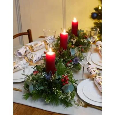 Marks & Spencer M&S Red Candle Flowers Table Arrangement (Delivery from 2nd December 2021)