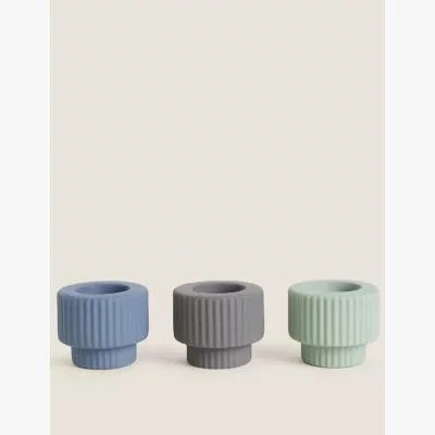 Marks & Spencer M&S Set of 3 Ridged Tealight Holders - Multi, Multi