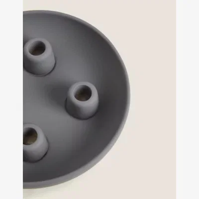 Marks & Spencer M&S Ceramic Medium Dinner Candle Holder - Grey, Grey