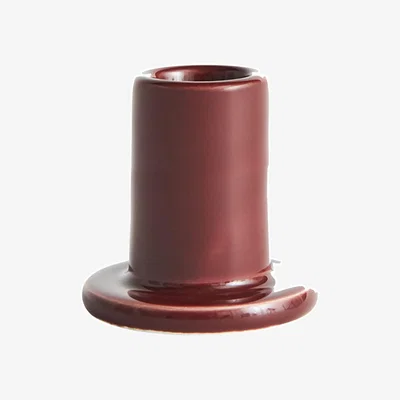 Made in Design Tube Small Candle stick ceramic brown / H 5 cm - Hay