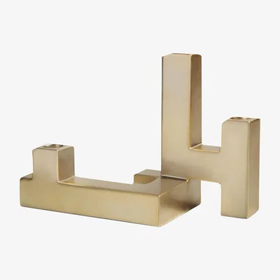 Made in Design Tube Large Candelabra - / L 25 x W. 10.5 x H 17.5 cm by & klevering Gold/Metal