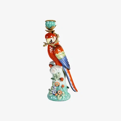 Made in Design Parrot Candle stick - / H 33 cm - Porcelain by & klevering Multicoloured