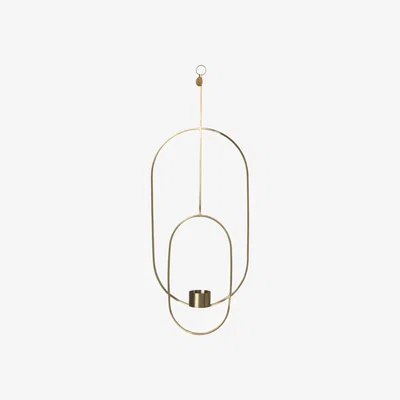Made in Design Oval Candlestick to hang - /  L 18 x H 50 cm by Ferm Living Gold