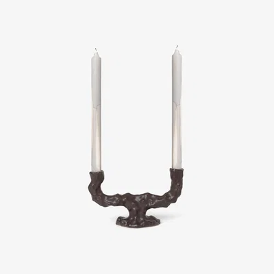 Made in Design Dito Candelabra - / 25 x 8 x H 16 cm - Sandstone by Ferm Living Brown