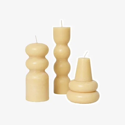 Made in Design Torno Candle wax yellow / Set of 3 - Ferm Living