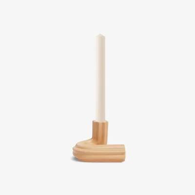 Made in Design Templo Strié Candle stick - / H 8 cm - Ceramic / Handmade by Octaevo Orange