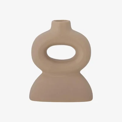 Made in Design Luiss Candle stick - / Ceramic - L 10 x H 12.5 cm by Bloomingville Brown