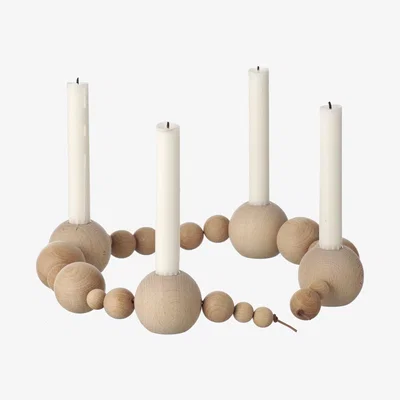 Made in Design String Candle stick - modular- L 85 cm by Ferm Living Natural wood