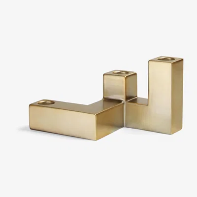 Made in Design Tube Small Candelabra - / L 18 x W. 10.5 x H 10.5 cm by & klevering Gold