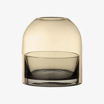 Made in Design Tota Small Candle holder - / Glass - H 10 cm by AYTM Yellow/Brown