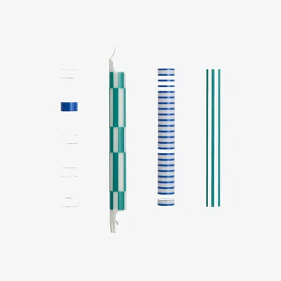 Made in Design Pattern Long candle wax blue green / Set of 4 - Hay