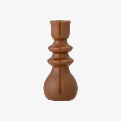 Made in Design Emie Candle stick ceramic brown / Sandstone - Ø 8 x H 19 cm - Bloomingville