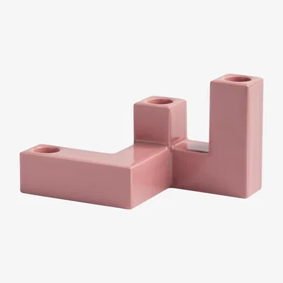 Made in Design Tube Small Candelabra - / L 18 x W. 10.5 x H 10.5 cm by & klevering Pink
