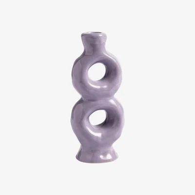 Made in Design Loop Candle stick - / Ceramic - L 8 x H 18 cm by & klevering Purple
