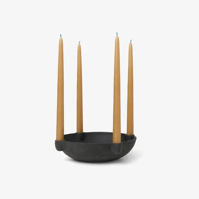 Made in Design Bowl Large Candelabra - / Ø 27 cm - Rough sandstone by Ferm Living Black