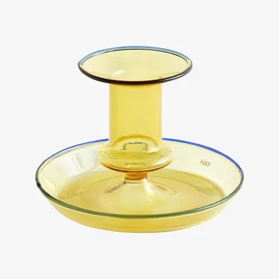 Made in Design Flare Small Candle stick - / H 7.5 cm - Glass by Hay Yellow