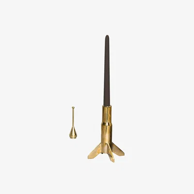 Made in Design Cosmic Diner- Hard Rocket S Candle stick - With snuffer by Diesel living with Seletti Gold