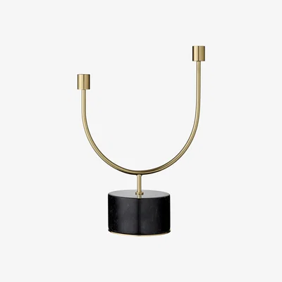 Made in Design Grasil Candelabra - Marble - H 31,5 cm by AYTM Black/Gold