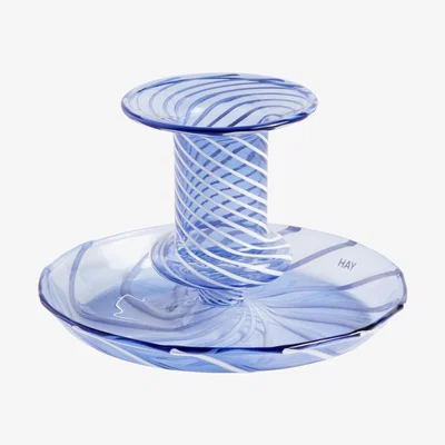 Made in Design Flare Stripe Small Candle stick - / H 7.5 cm - Glass by Hay Blue