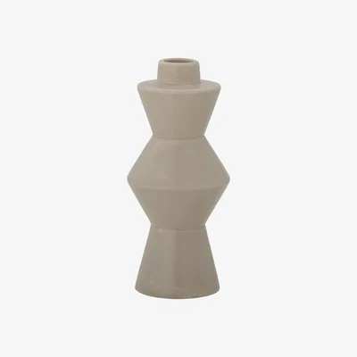 Made in Design Tam Candle stick - / Ceramic - Ø 7.5 x H 17.5 cm by Bloomingville Beige