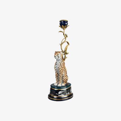 Made in Design Léopard Candle stick - / H 44 cm - Ceramic & brass by & klevering Multicoloured