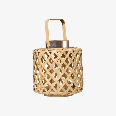 Made in Design Cross Strip  Small Lantern - / Bamboo - Ø 26 x H 32 cm by Pols Potten Beige/Natural wood