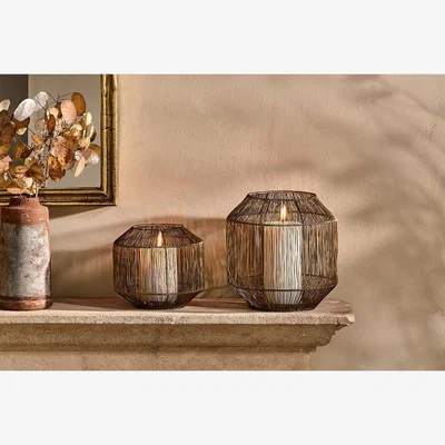 Nkuku Nkuku Magra Iron Lantern | Candles Holders & Lanterns | Antique Brass | Large
