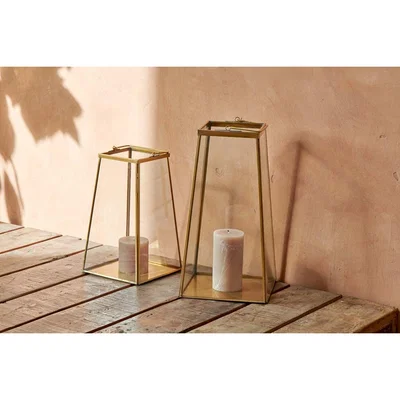 Nkuku Nkuku Moyo Lantern | Lanterns & T-Lights | Gold | Small 29 x 17.5 x 17.5 cm