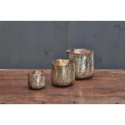 Nkuku Nkuku Aban Rustic Tealight | Lanterns & T-Lights | Gold | Large 16 x 16 cm (Diameter)