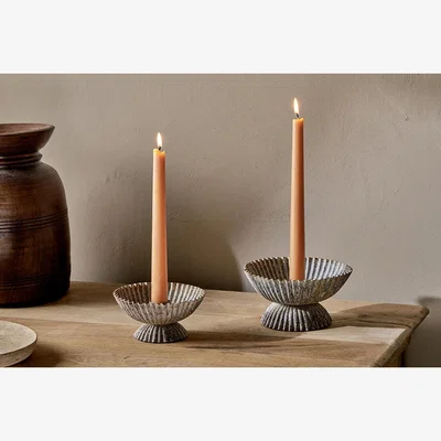 Nkuku Nkuku Annalla Rustic Iron Candle Holder | Candles Holders & Lanterns | Aged Zinc | Small
