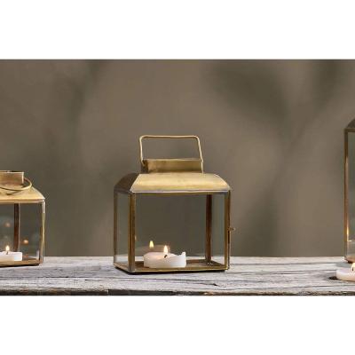 Nkuku Nkuku Maro Brass Lantern | Candles Holders & Lanterns | Antique Brass | Wide