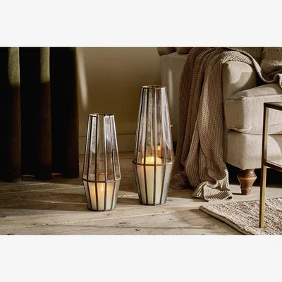 Nkuku Nkuku Arar Glass Lantern | Candles Holders & Lanterns | Antique Brass | Small