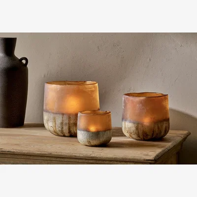 Nkuku Nkuku Ngolo Tealight Holder | Candles Holders & Lanterns | Amber | Large