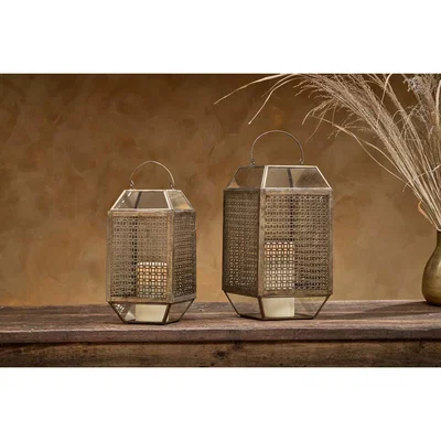 Nkuku Nkuku Nakko Lantern | Candles Holders & Lanterns | Aged Antique Brass | Large