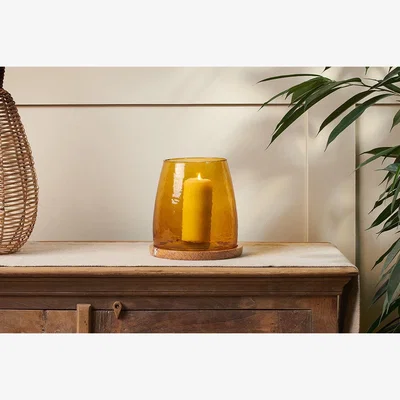 Nkuku Nkuku Sikkim Marble & Recycled Glass Lantern | Candles Holders & Lanterns | Amber