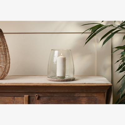 Nkuku Nkuku Sikkim Marble & Recycled Glass Lantern | Candles Holders & Lanterns | Clear